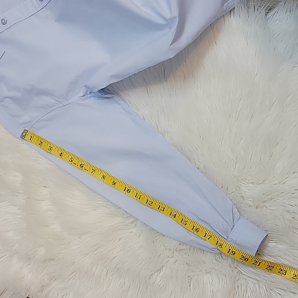 Tory Burch Light Blue Button Down Shirt with Gold Embroidery - Picture 16 of 16